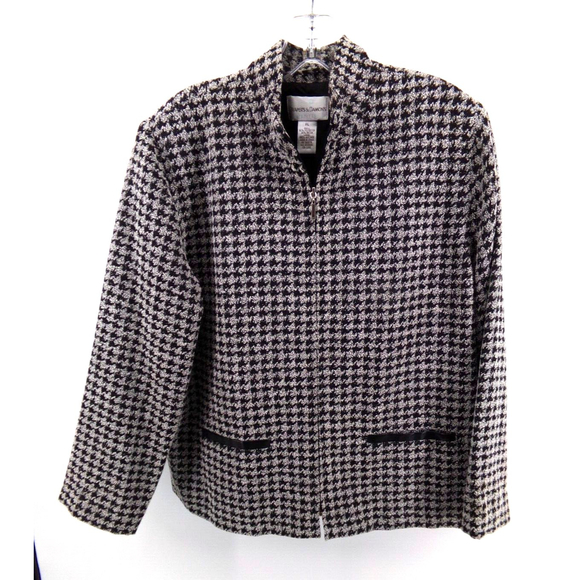 Drapers and Damons Women’s P Large Jacket Blazer  Black and white Zip Up - Picture 1 of 7
